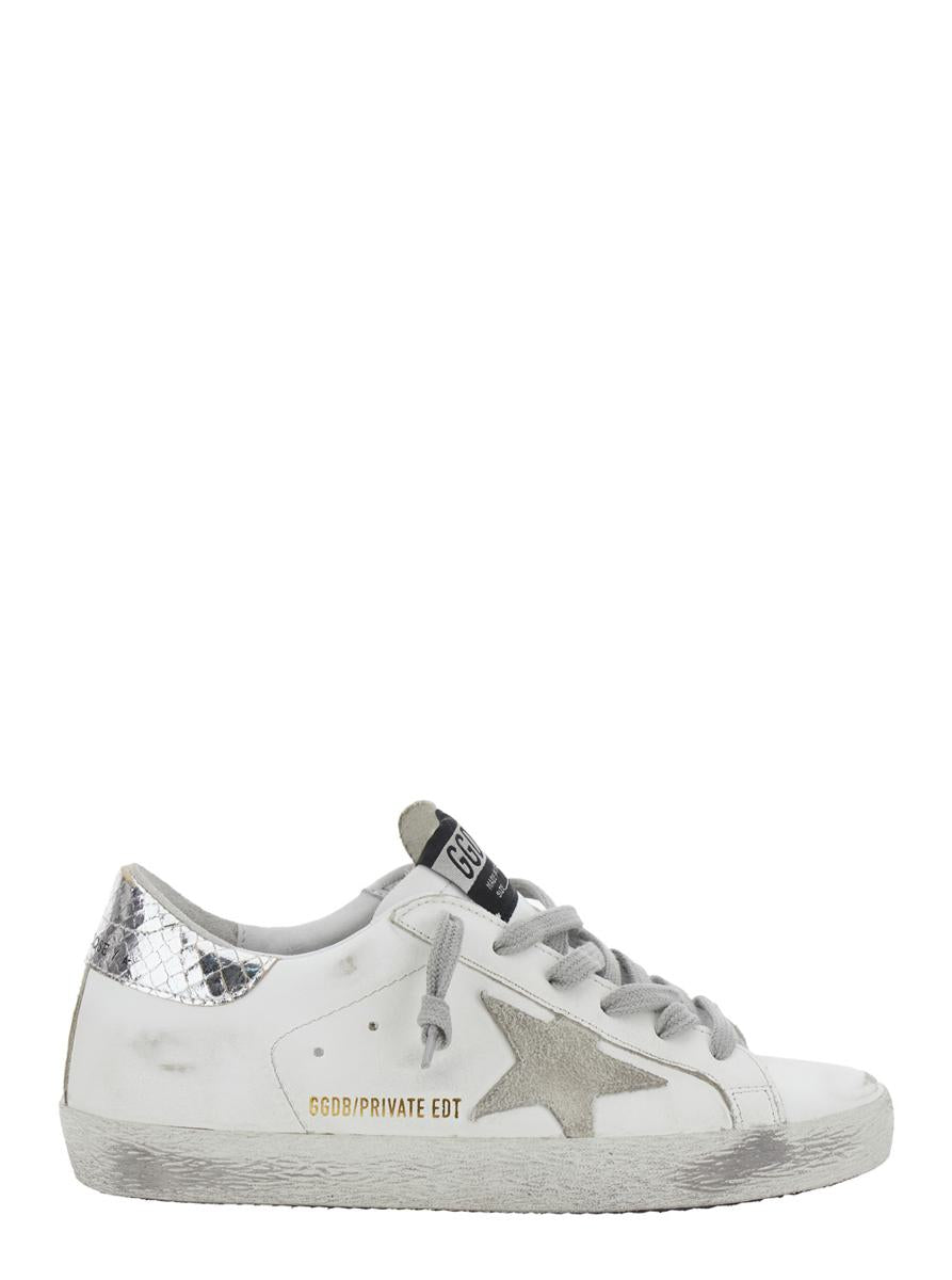 Weiße Low-Top-Sneaker „Superstar“ mit seitlichem Stern-Patch und laminiertem Absatz aus Leder für Damen