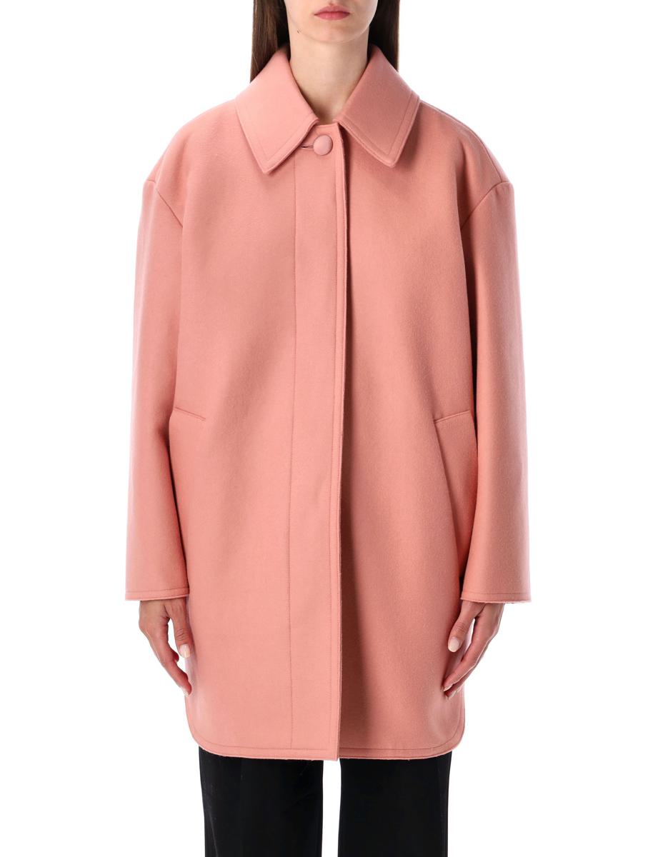 Fendi Pinker einreihiger Midimantel aus Wollfilz