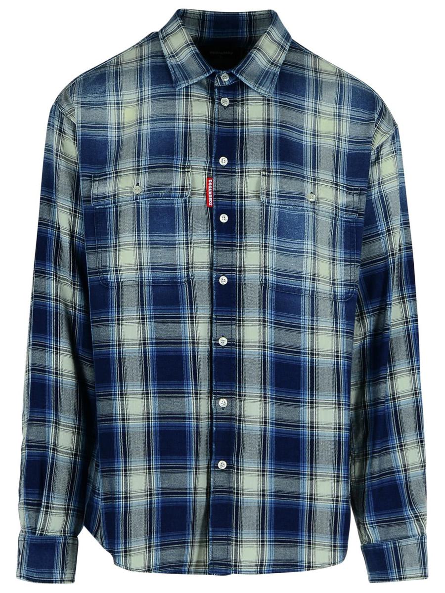 DSQUARED2 Blaues Baumwollhemd