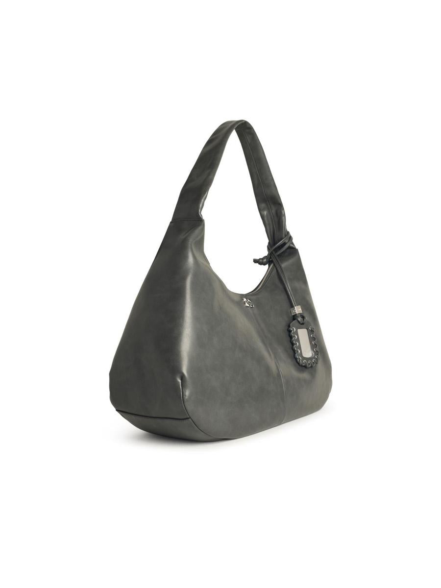 Ganni – Tasche „Bou XXL“ aus grauer Ledermischung