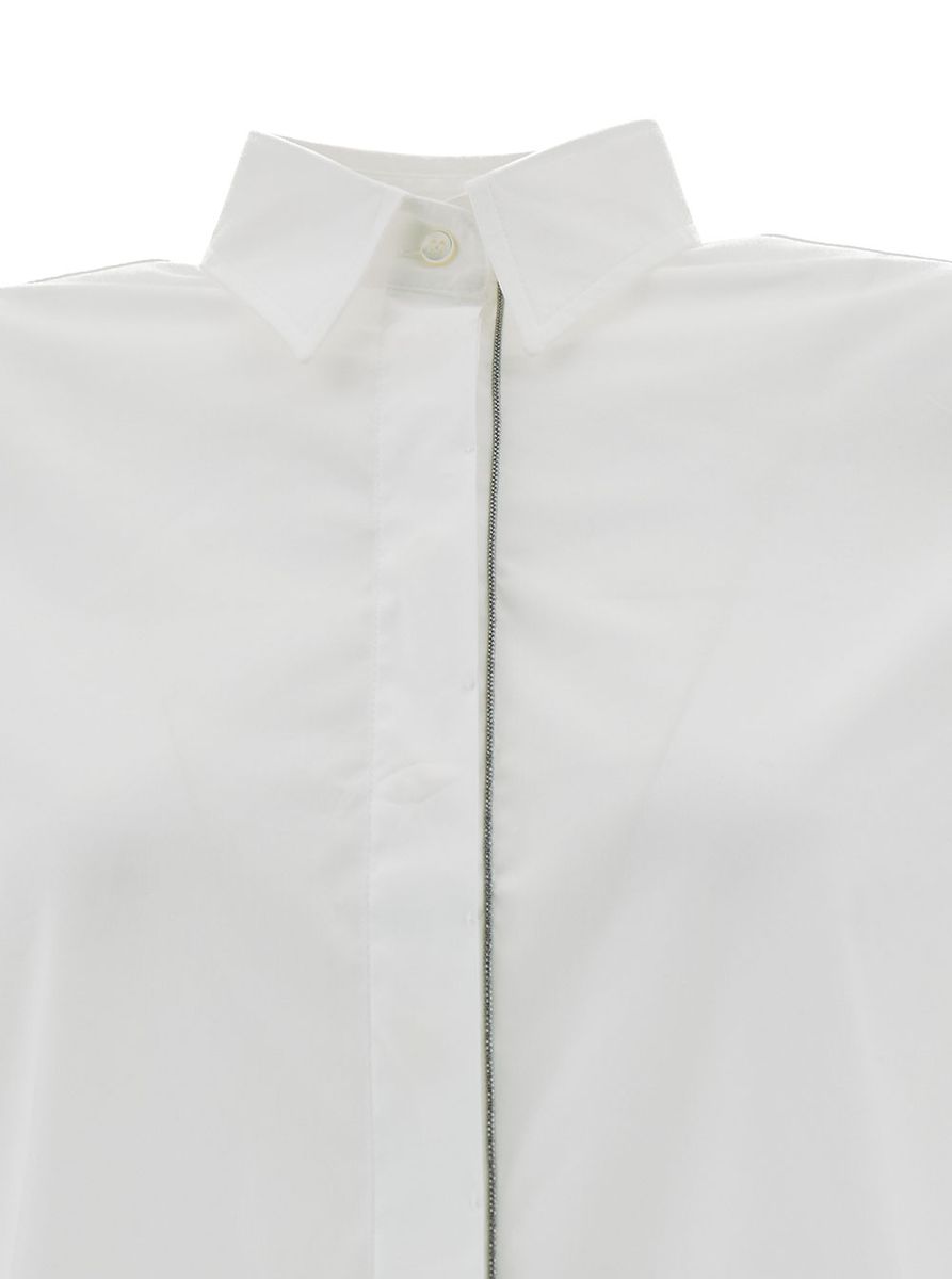 Weißes Hemd mit Monile-Detail aus Baumwollmischung für Damen