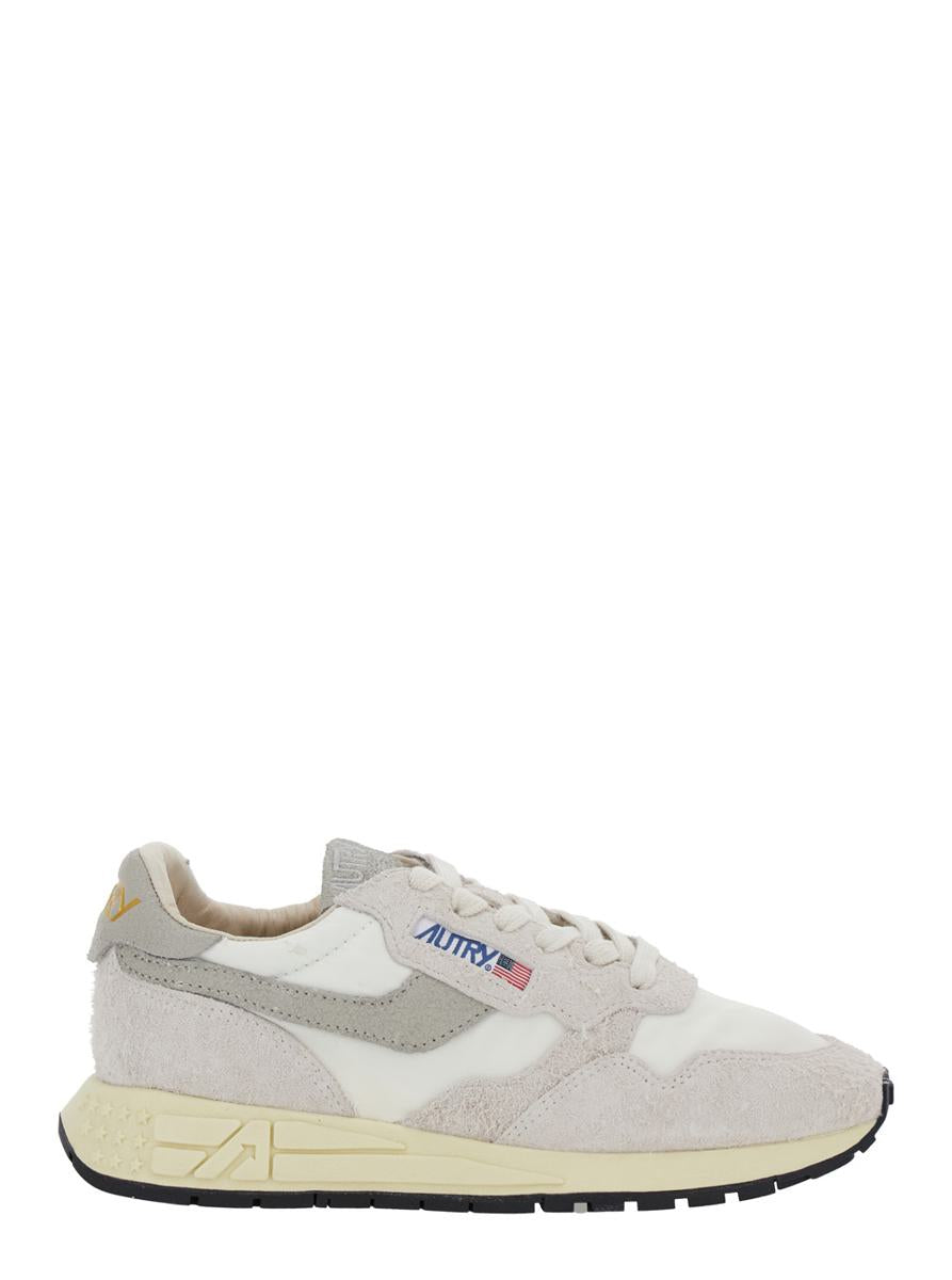 Graue Low-Top-Sneaker „Reelwind“ mit Logo-Patch aus Leder und Stoff für Damen