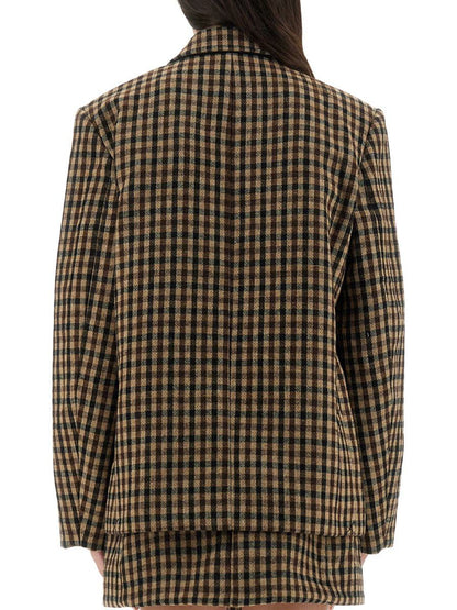 Ganni – Karierter Wollblazer