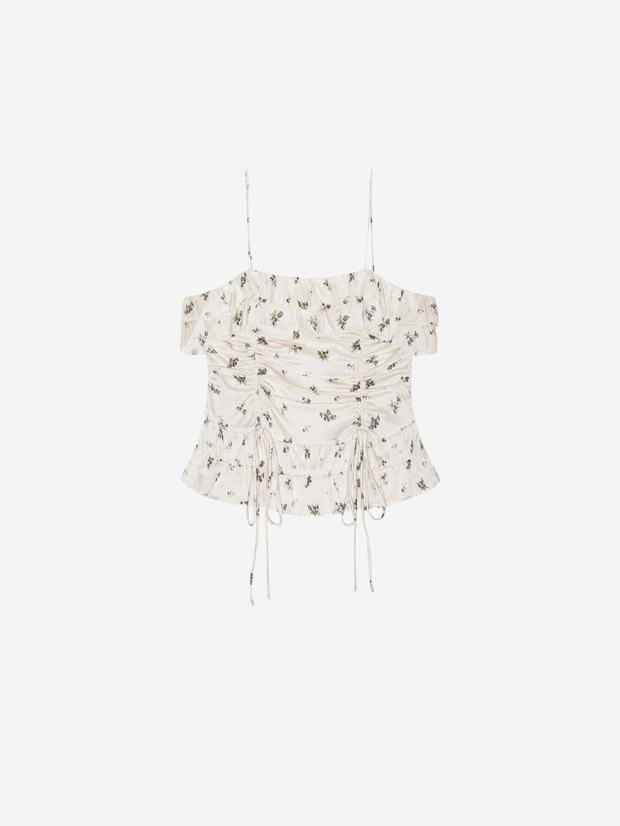 Bedrucktes Satin-Top von Ganni