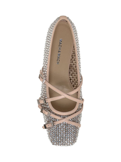 Mach &amp; Mach – Ballerinas aus Netzstoff mit Kristallen