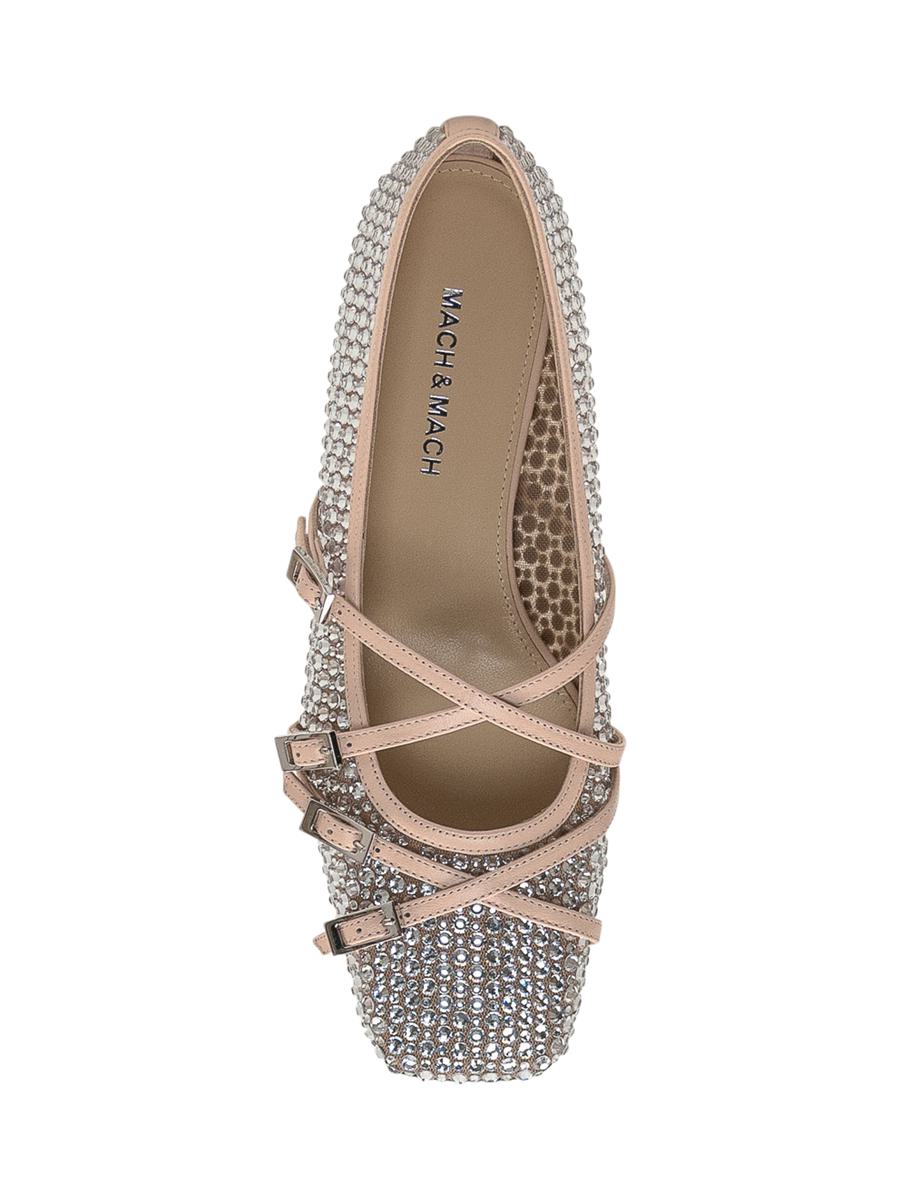 Mach &amp; Mach – Ballerinas aus Netzstoff mit Kristallen
