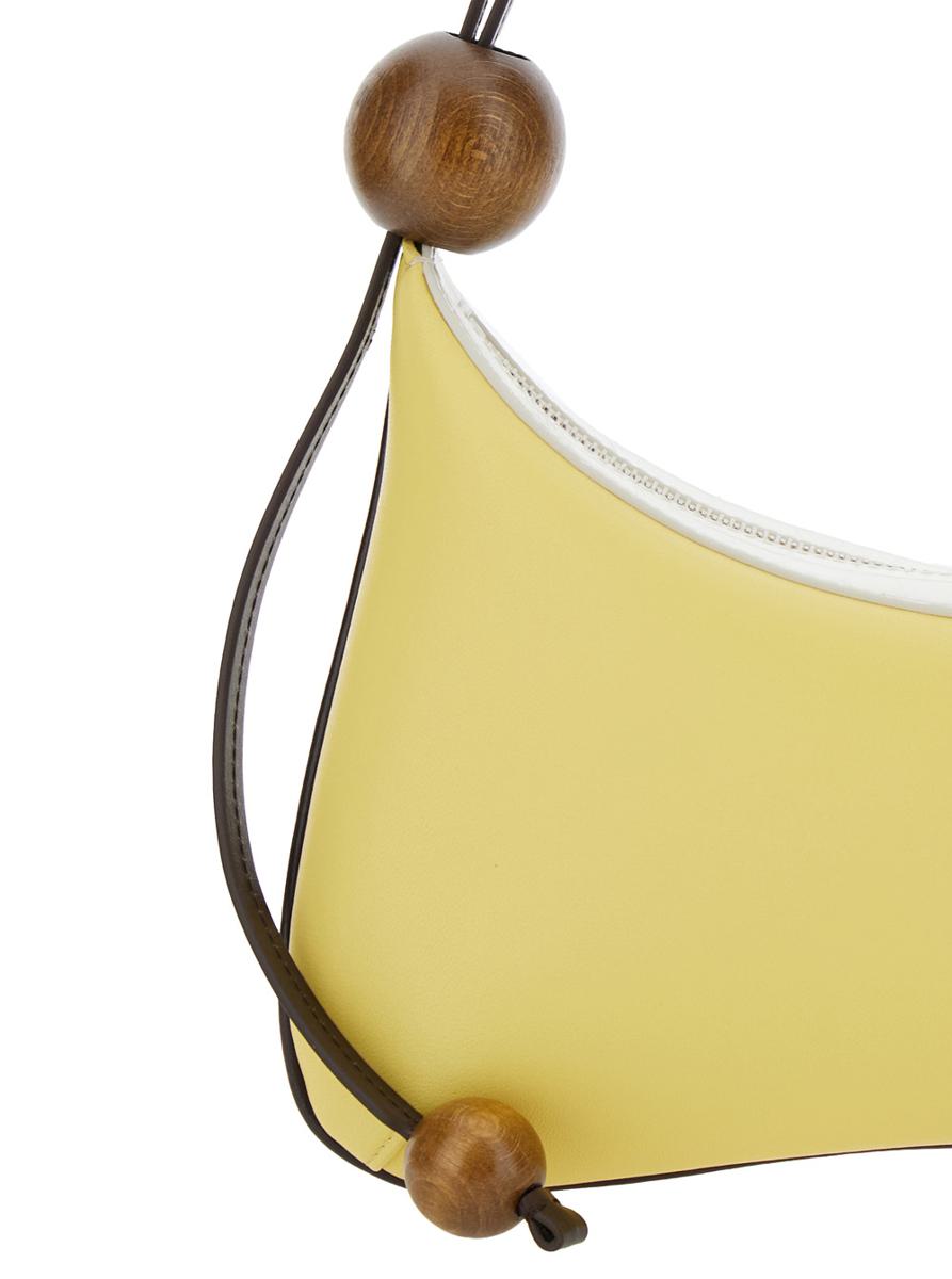 Gelbe Umhängetasche „Le Grand Bisou Perle“ mit verstellbarem Schultergurt und Logo auf der Vorderseite aus Leder für Damen