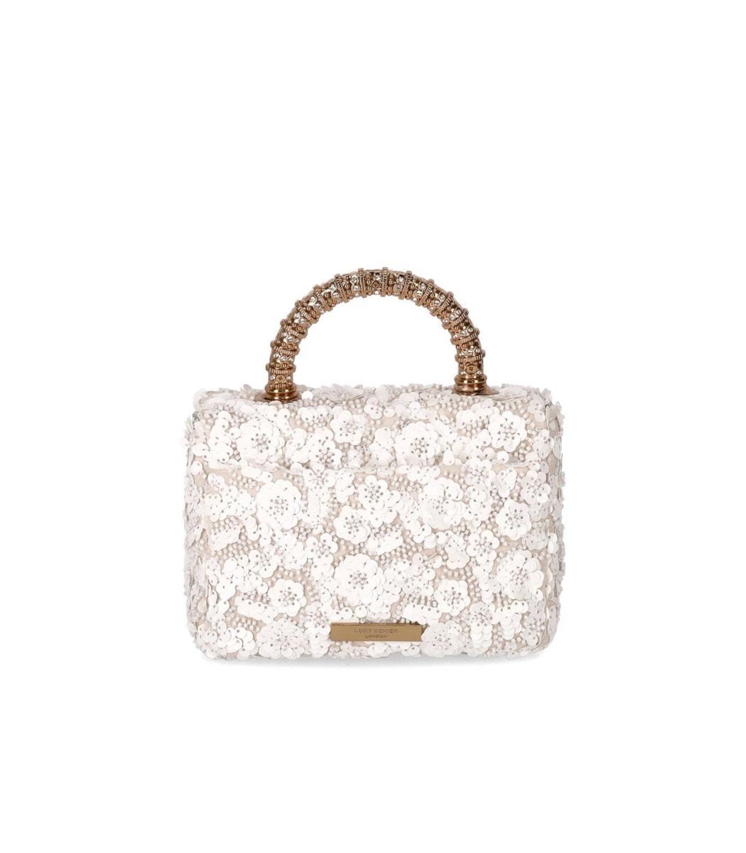 Kurt Geiger London – Kensington – Pailletten-Minihandtasche in Weiß