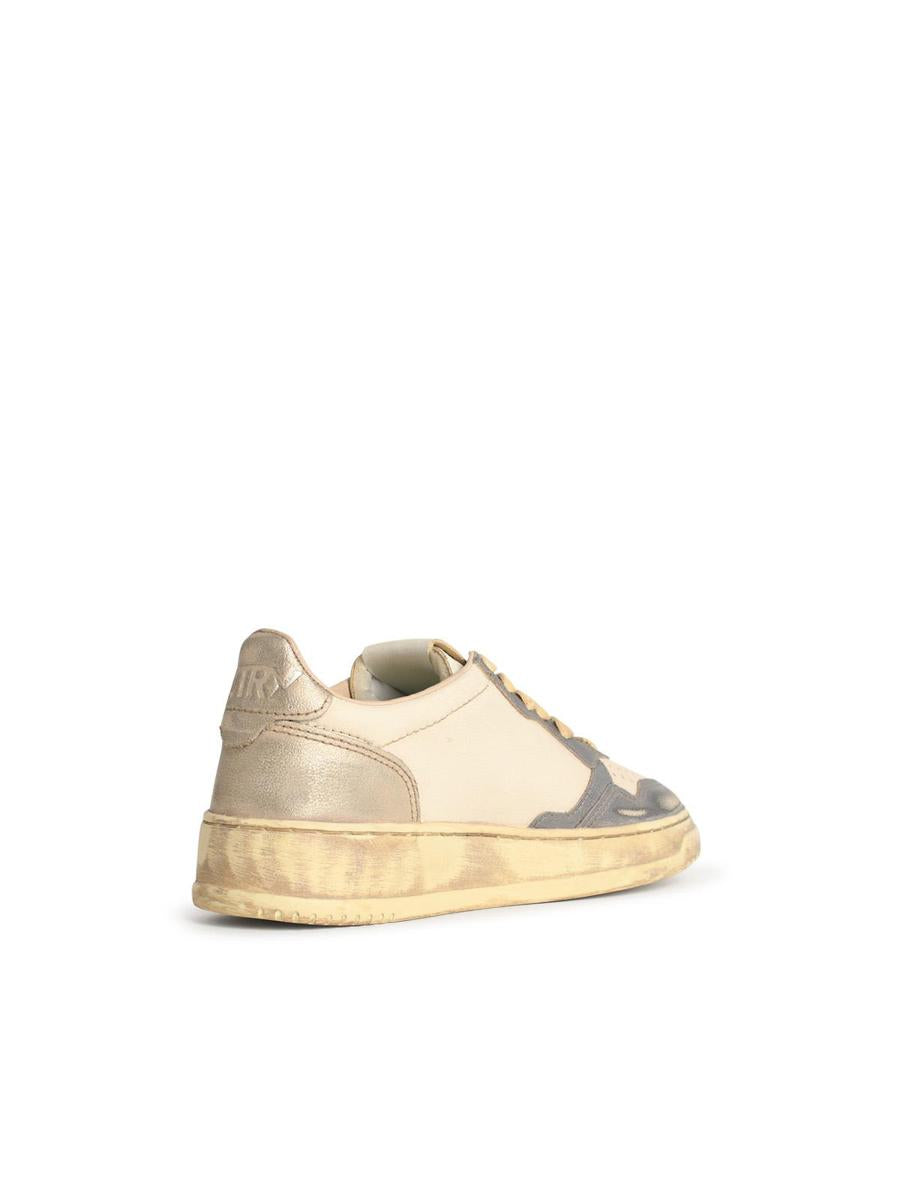 Autry „Super Vintage“ Ledersneaker in Silber und Platin
