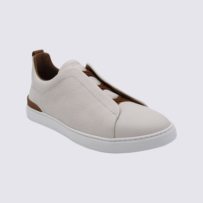 Zegna Beige Ledersneaker
