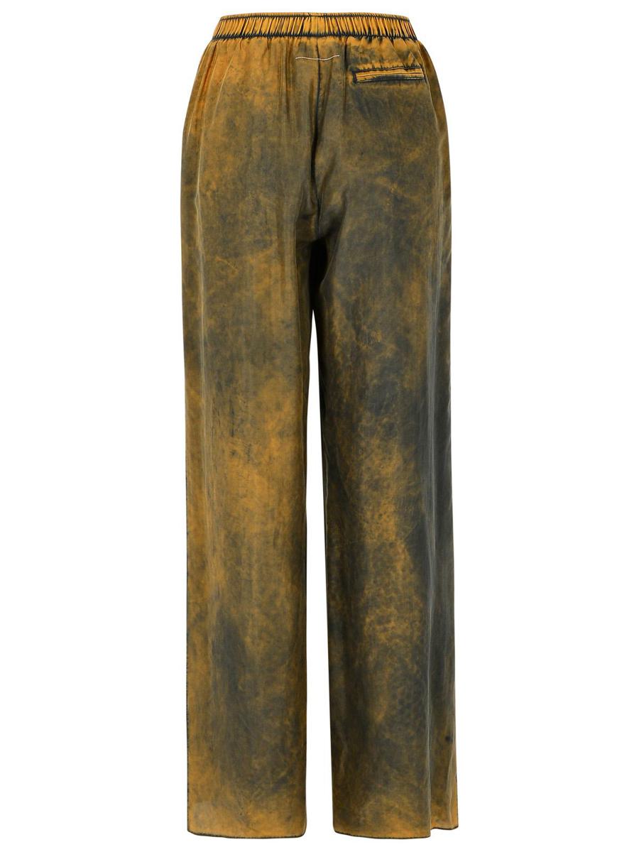 MM6 Maison Margiela – Braune Seidenhose mit Batikmuster