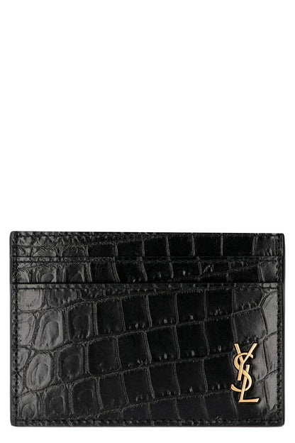 Saint Laurent Kartenetui aus bedrucktem Leder