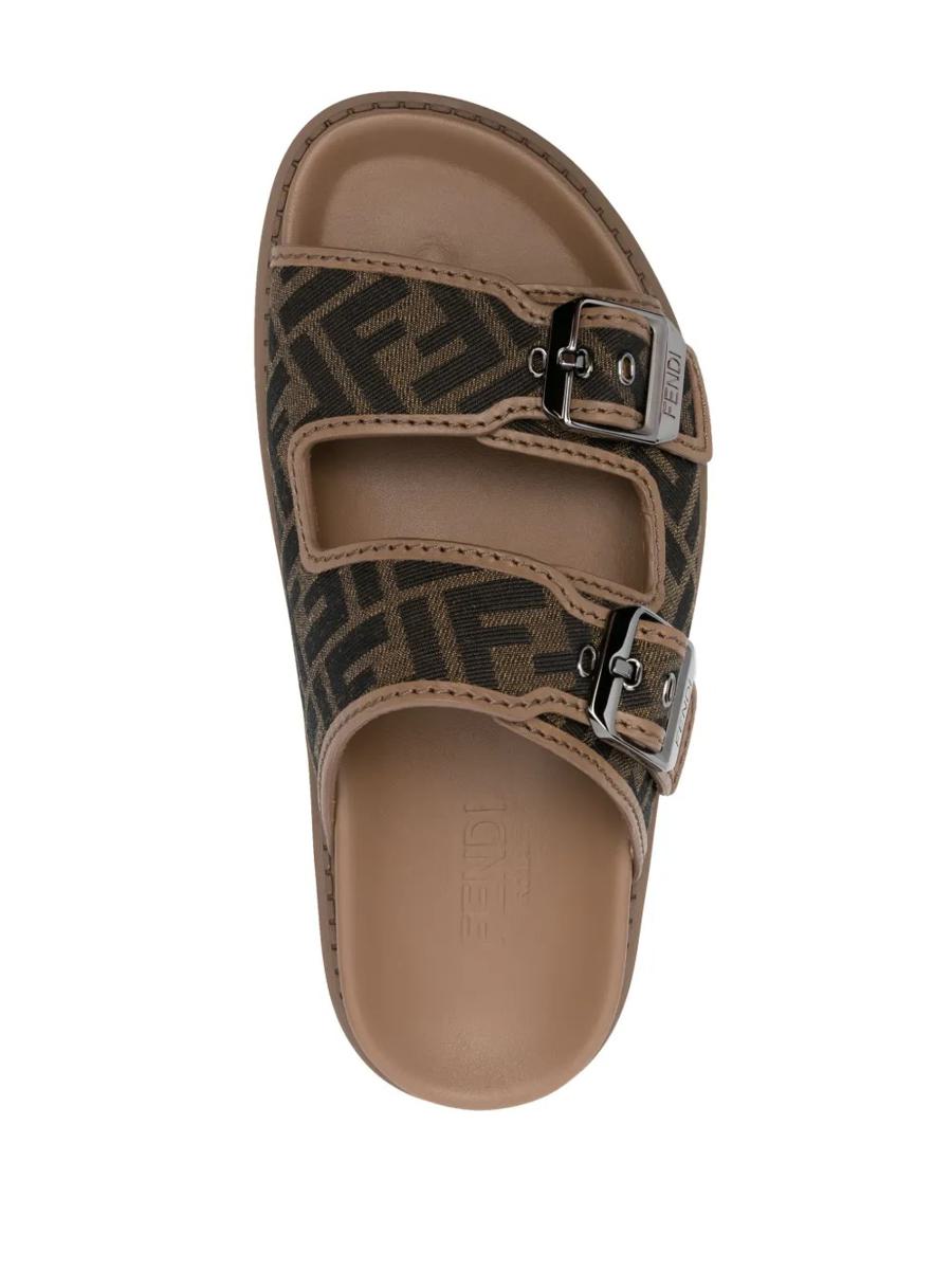 Fendi Feel Ff Jacquard Stoff Sandalen Schuhe