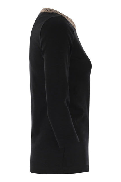 Fabiana Filippi – T-Shirt mit 3/4-Ärmeln und Ausschnittdetails