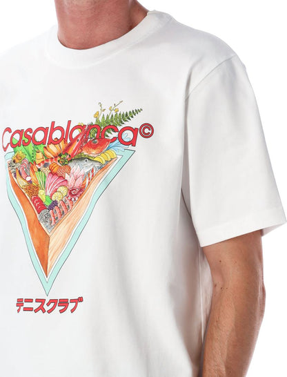 Casablanca – Weißes T-Shirt mit Tennisclub-Symbol