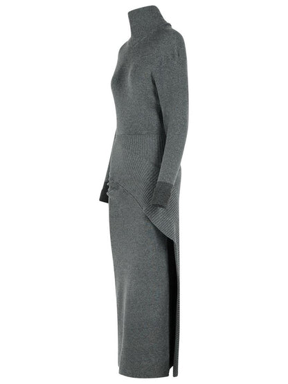 Graues Wollmischungskleid von Lanvin