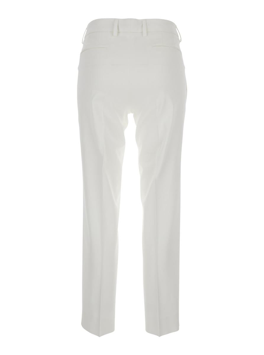 Weiße Hose „New York“ mit Gürtelschlaufen aus Viskose-Stretch für Damen
