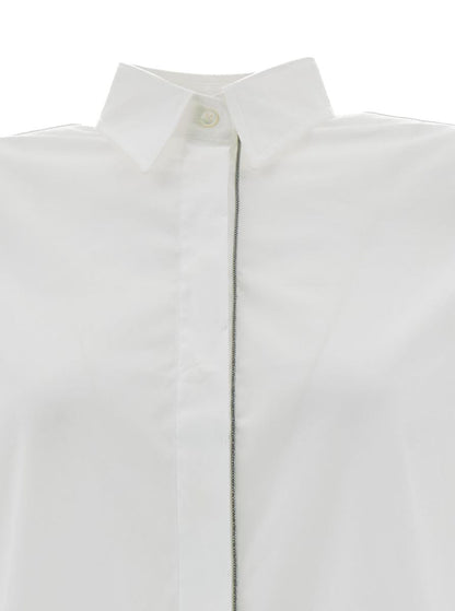 Weißes Hemd mit Monile-Detail aus Baumwollmischung für Damen