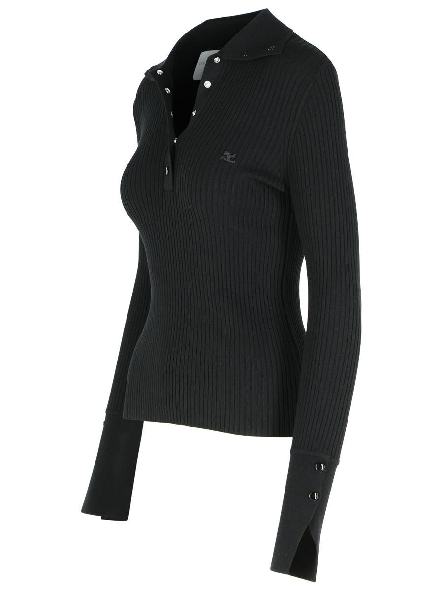 Courrèges – Schwarzer Pullover aus Polyestermischung