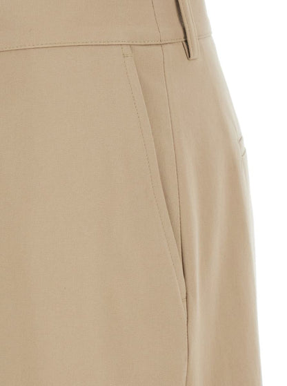 Beige Weite Bermudashorts Mit Gürtelschlaufen Und Gesäßtaschen Aus Baumwolle Für Damen