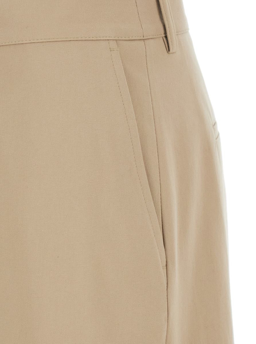Beige Weite Bermudashorts Mit Gürtelschlaufen Und Gesäßtaschen Aus Baumwolle Für Damen
