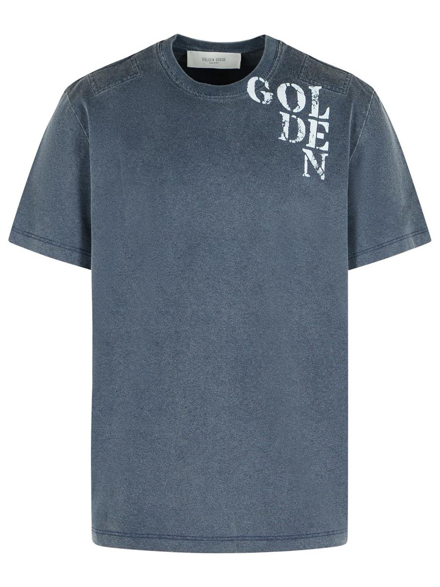 Blaues Baumwoll-T-Shirt von Golden Goose