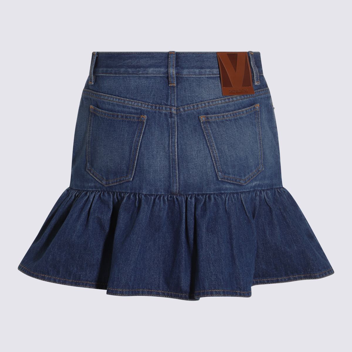 Valentino Garavani Blauer Denim-Baumwollrock