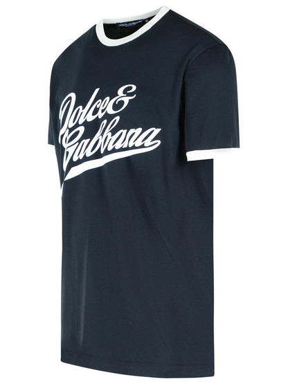 Dolce &amp; Gabbana Marineblaues Baumwoll-T-Shirt