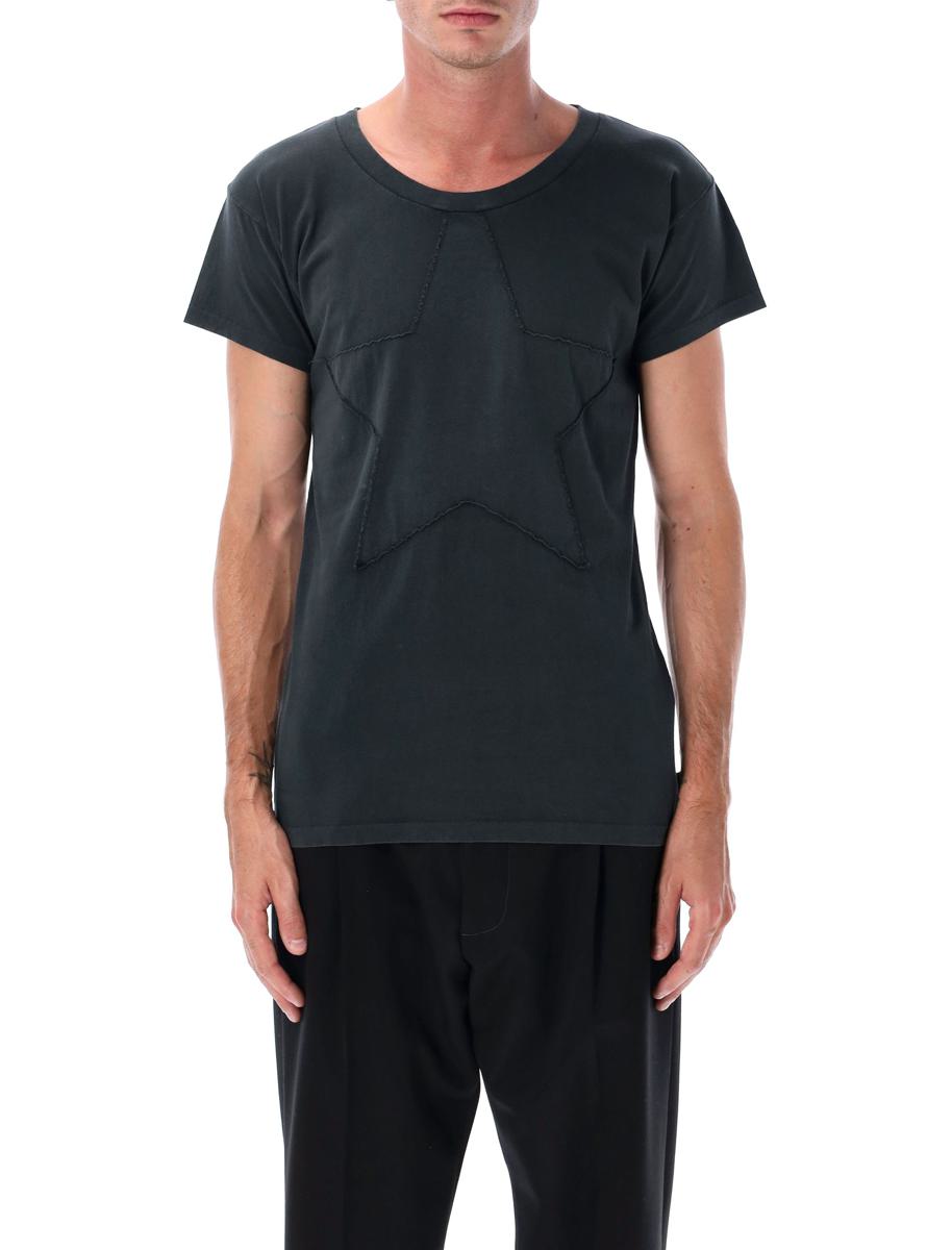 MM6 Maison Margiela – Tailliertes Baumwoll-T-Shirt mit Stern-Patch