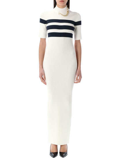 Jean Paul Gaultier – Gestreiftes langes Strickkleid