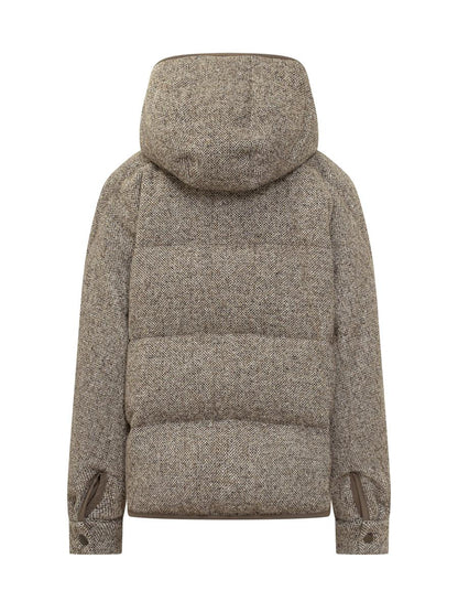 Brunello Cucinelli Brunello Cucinelli Braune Daunenjacke mit Kapuze