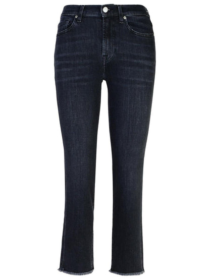 7 For All Mankind – Schwarze Jeans aus Baumwolle mit geradem Beinschnitt