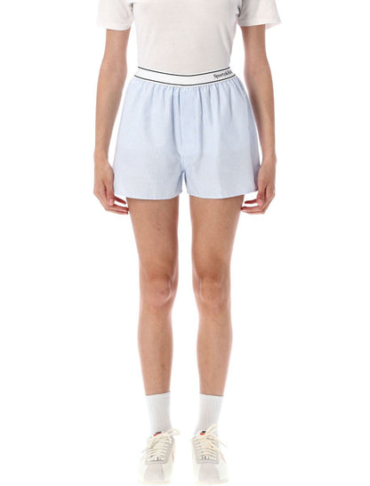 Sporty &amp; Rich Oxford-Boxershorts mit gestreiftem Serifenlogo