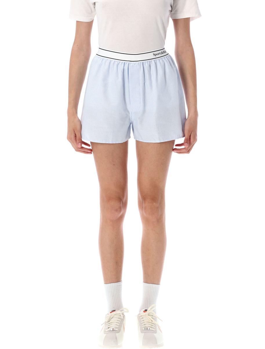 Sporty &amp; Rich Oxford-Boxershorts mit gestreiftem Serifenlogo