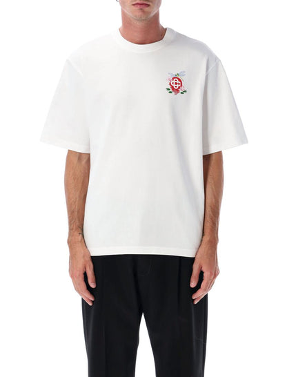 Casablanca – Weißes Oversize-T-Shirt mit Libellen-Blumenmuster