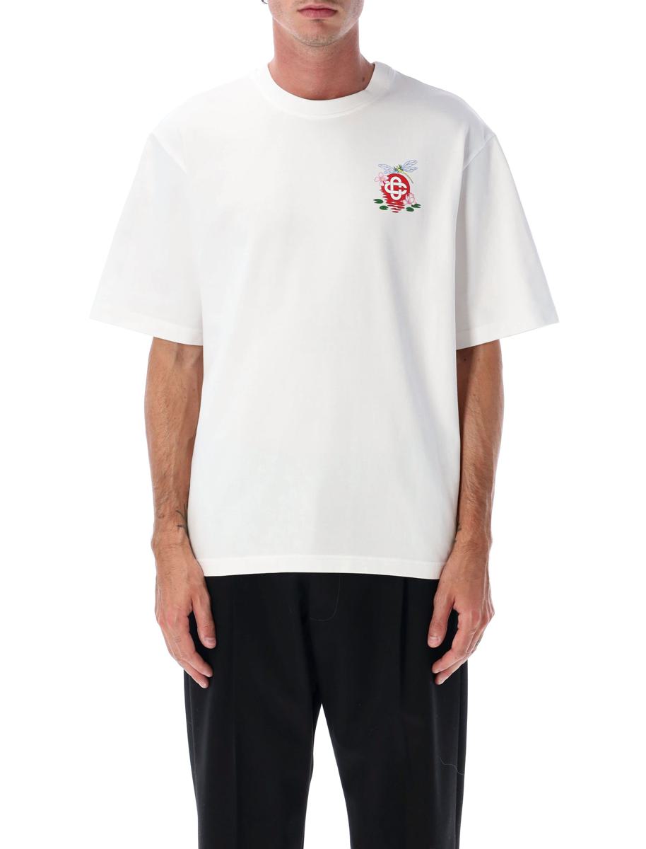 Casablanca – Weißes Oversize-T-Shirt mit Libellen-Blumenmuster