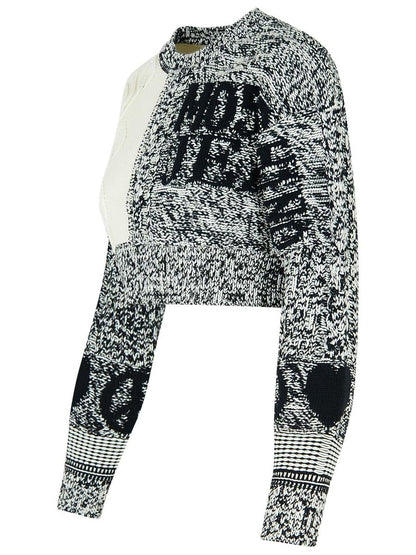 Moschino Jeans – Pullover „Patch“ aus weißer Baumwollmischung