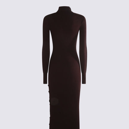 Dunkelrotes Midikleid aus Viskose von Courrèges