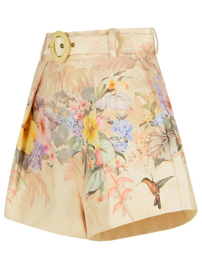 Zimmermann „Illuminate“ Shorts aus elfenbeinfarbener Seidenmischung
