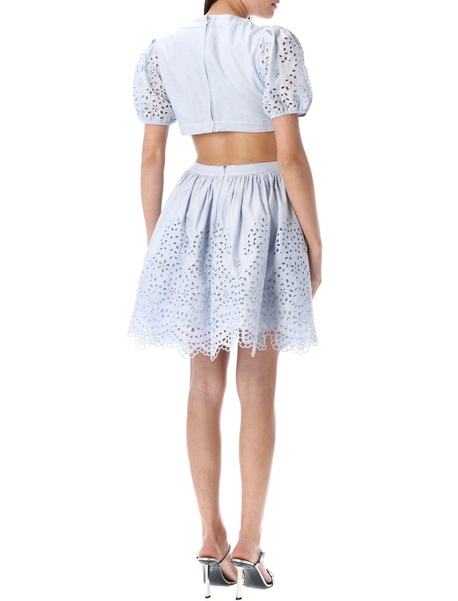 Minikleid mit Selbstporträt-Stickerei