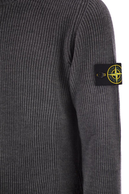 Stone Island – Pullover mit Rundhalsausschnitt und gerippten Kanten