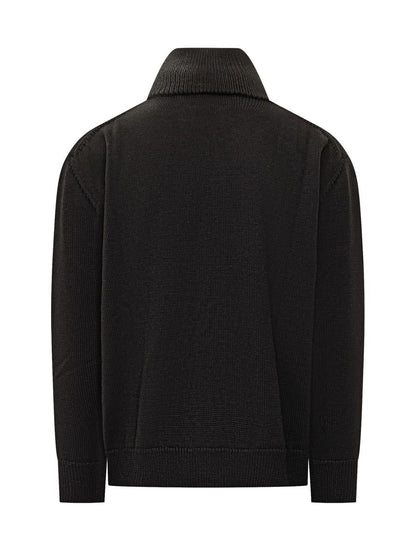 Jil Sander – Schwarze Strickjacke aus technischem Strick Jil Sander