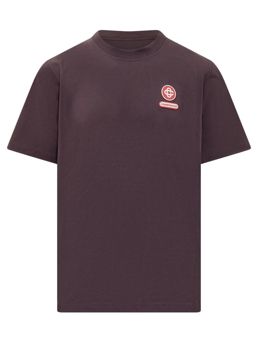 Casablanca – Braunes Casablanca-T-Shirt mit gesticktem Logo
