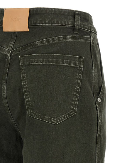 Hautfarbene Jeans mit weitem Bein