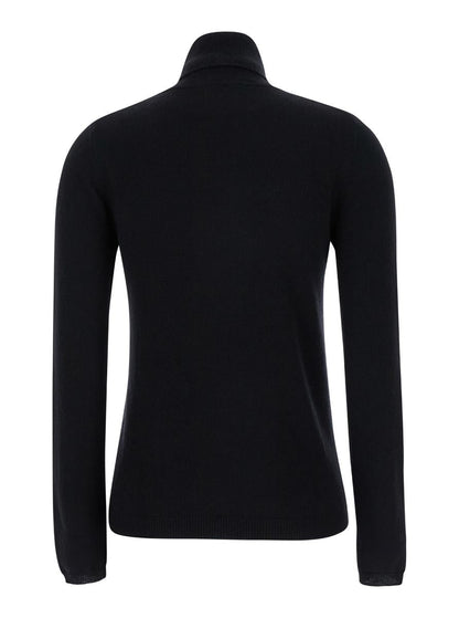 Schwarzer Pullover mit hohem Kragen aus Kaschmir für Damen
