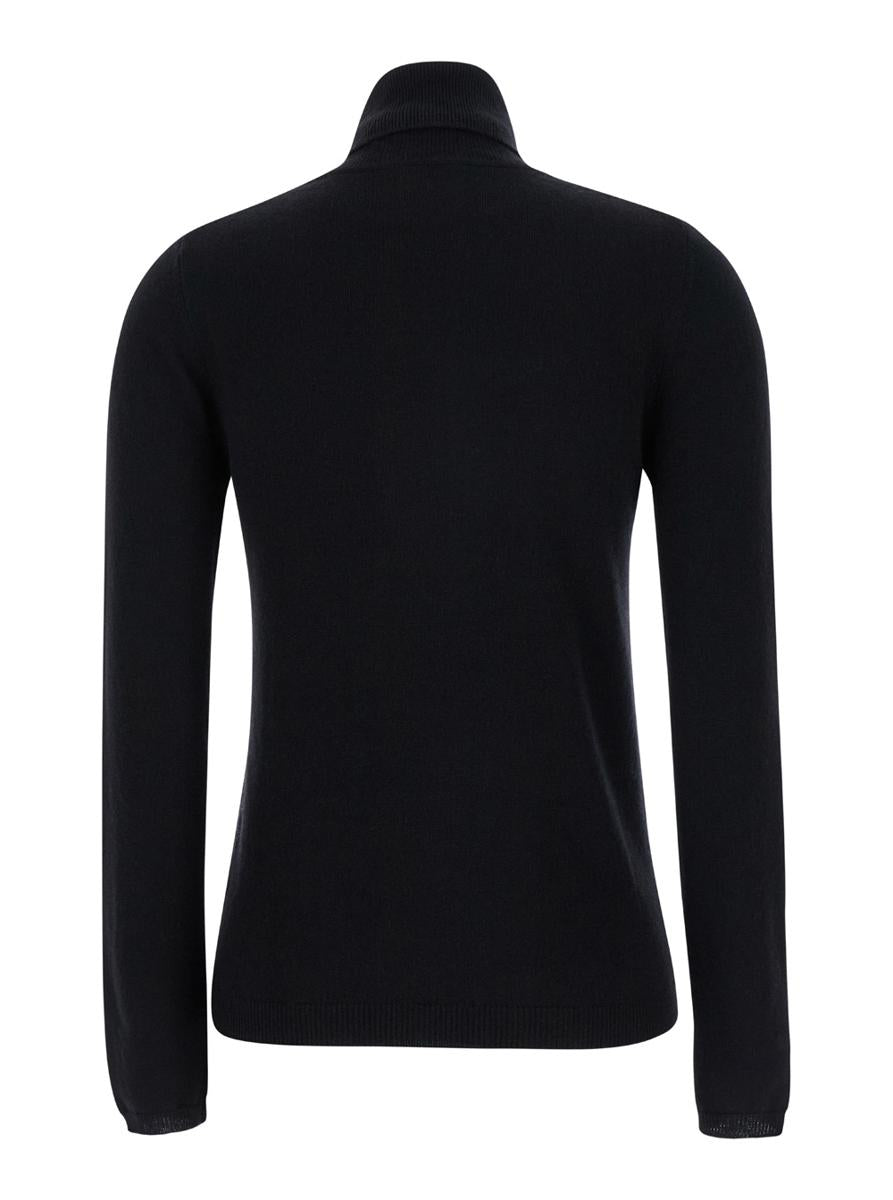 Schwarzer Pullover mit hohem Kragen aus Kaschmir für Damen