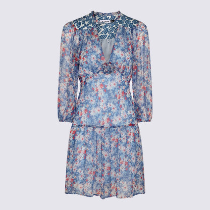 Rixo Blaues kurzes Kleid