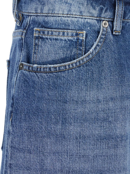 Blaue Bermudahose „Gianna“ mit Logo-Aufnäher auf der Rückseite aus Denim für Damen