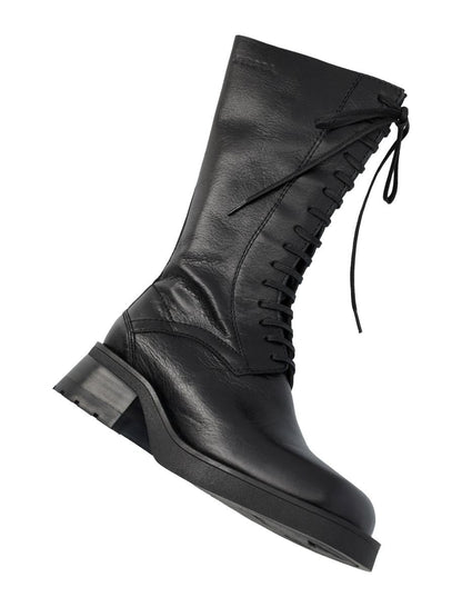 Miista Vel Schnürstiefel aus Leder Schwarz