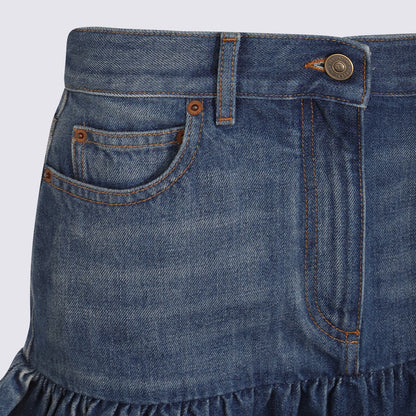 Valentino Garavani Blauer Denim-Baumwollrock